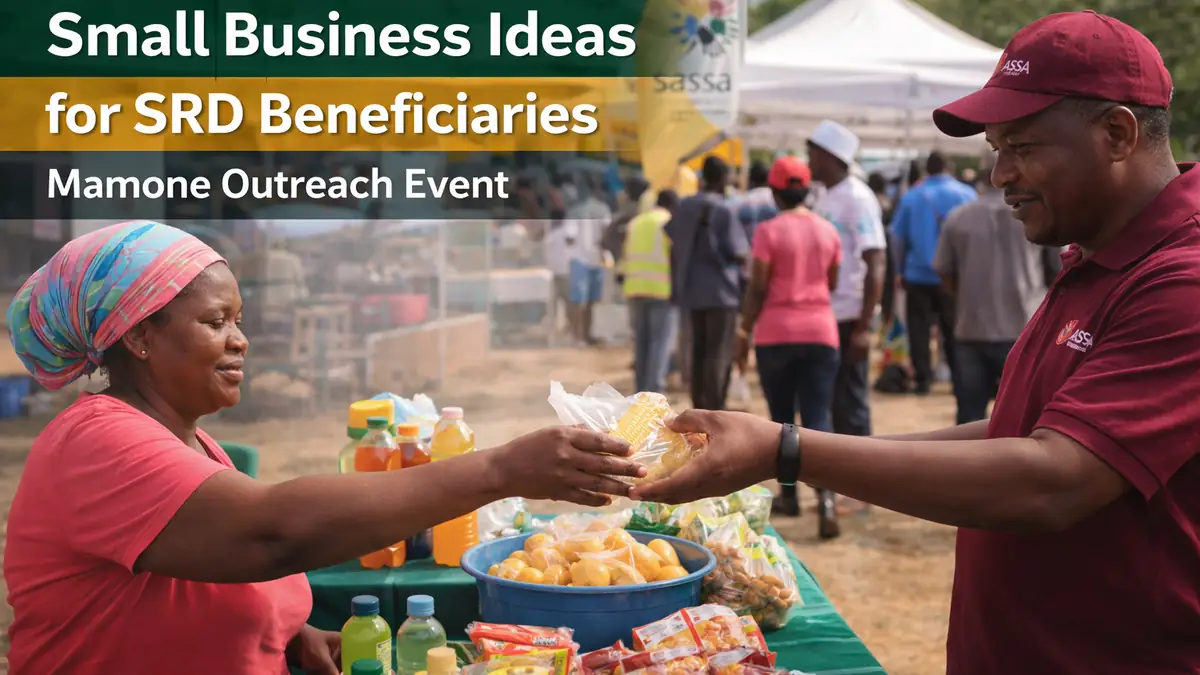 Small informal traders selling food and drinks during a community outreach event in rural Limpopo